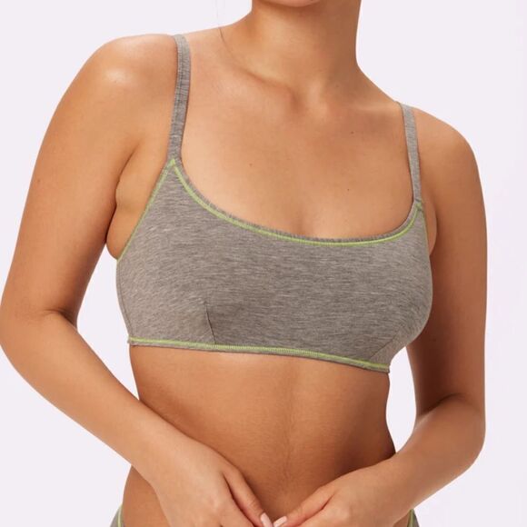 Parade Grey & Lime Green Vintage Soft Scoop Comfy Bralette - Picture 1 of 8